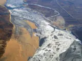 Vista aérea de las aguas contaminadas del río Songhua, en China (Foto: Reuters)