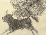 Dibujo a lápiz de Francisco de Goya, titulado "El toro mariposa"