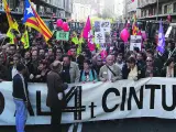La protesta d’ahir contra el Quart Cinturó a Sabadell. (Júlia Pérez / Acn)