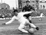 <strong>Adiós al mito.</strong> El futbolista húngaro Ferenc Puskas disputa el balón a un adversario del Levante en el campo del conjunto valenciano, en la temporada 1963-1964, donde el Real Madrid se impuso por 0-1. Puskas, que ganó seis ligas españolas y dos Copas de Europa con el equipo blanco entre 1958 y 1966, <a href="http://www.20minutos.es/noticia/173699/0/Puskas/muerte/mito/" target="_blank"> falleció a los 79 años de edad.</a>