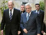 Abás y Olmert, en uno de sus últimos encuentros en Jerusalén.