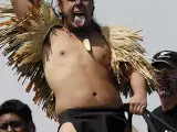 Pasión. Un guerrero maorí alienta al sindicato neozelandés.