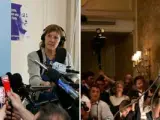 Ségolene Royal y François Bayrou ante los medios de comunicación.