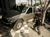 Foto del coche atacado en el que viajaba el militante asesinado de Al Fatah, Abu Jarad.(Reuters)