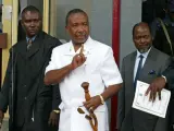 El ex presidente liberiano, en el centro de la fotografía, en una imagen de archivo. (REUTERS)