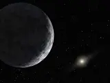 Más grande que Plutón. Ilustración del distante planeta enano Eris, que según los nuevos cálculos, es el más grande de los planetas enanos de nuestro sistema. Es más grande incluso que Plutón, que los científicos han rebajado de categoría.