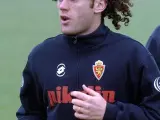 El ex central del Zaragoza, ya del Barcelona, se ejercitaba durante un entrenamiento en plena temporada.