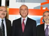Carod Rovira, Duran i Lleida y Llamazares, antes de participar en el programa de TVE 'Tengo una pregunta para usted' (EFE).