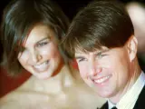 Tom Cruise muy sonriente junto a su esposa, Katie Holmes