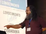El presidente de la Fundación Software Libre, Richard Stallman, durante las jornadas sobre Ciudadania, Libertad y Conocimiento.