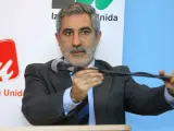 El líder de IU durante una rueda de prensa. (FOTO:EFE)