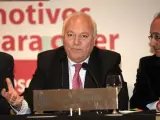 El ministro de Asuntos Exteriores, Miguel Angel Moratinos, durante un encuentro que ha mantenido con asociaciones almerienses.