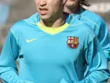 Andrés Iniesta, durante un entrenamiento del FC Barcelona. (EFE)