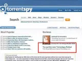 Captura de la web de TorrentSpy cuando estaba operativa.
