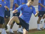 Carlos Marchena, en un entrenamientos con el Valencia (EFE).
