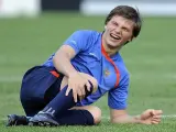 Andrei Arshavin sonríe en una imagen de un entrenamiento con Rusia. (Efe)