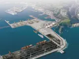 Una vista del puerto gijonés
