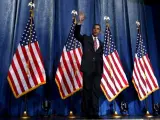 Barack Obama durante el discurso en el que habló sobre patriotismo.