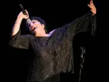 La cantante estadounidense Liza Minnelli en un momento del recital que ofreció en la 43ª edición del Festival de Jazz de San Sebastián.