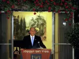 Olmert, durante la rueda de prensa donde anunció que no seguiría siendo presidente. (REUTERS)