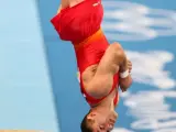 El español Isaac Botella, durante su participación en la final de salto de los Juegos de Pekín 2008 (EFE).