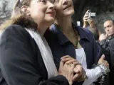 Ingrid Betancourt y su madre, Yolanda Pulecio, en su visita a Lourdes.