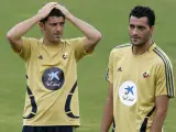 Dani Güiza y David Villa en un entrenamiento de la selección. (EFE)
