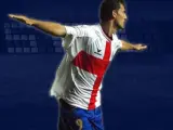 Un jugador con la camiseta de la UD Huesca.