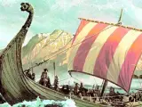 Recreación de un barco vikingo surcando el mar del Norte. (METALUNA.COM)