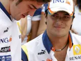 Fernando Alonso y Nelsinho Piquet, en Brasil. (EFE)