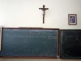 Uno de las aulas del colegio Macias Picavea de Valladolid, donde estaban presentes los crucifijos.