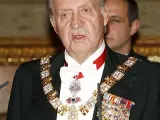 El Rey, durante su discurso en la cena oficial ofrecida en honor del Presidente de Panamá, Martín Torrijos, el pasado mes de noviembre.