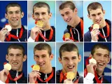 Rey de oros. El nadador estadounidense Michael Phelps celebra cada una de las ocho medallas de oro que consiguió en los Juegos Olímpicos de Pekín, rompiendo la marca de Mark Spitz, de siete medallas, establecida en 1972. MINUTECA: Todos sobre Michael Phelps