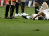 Guti, lesionado ante el Valencia.