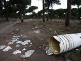 Restos de basura en el pinar de Antequera, una semana después de Pingüinos 2009.