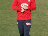 El delantero argentino Sergio 'Kun' Agüero, durante un entrenamiento del Atlético de Madrid. (EFE)