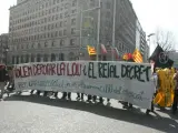 Estudiantes manifestándose contra Bolonia en Barcelona.