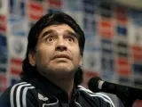 Diego Maradona, en una rueda de prensa en Argentina.