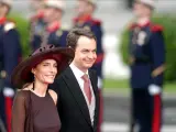 Sonsoles Espinosa y José Luis Rodríguez Zapatero, en la boda de los Príncipes.