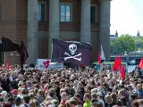 Manifestación en Estocolmo contra la confiscación de los servidores, el 3 de junio de 2006.
