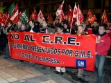 Manifestación de trabajadores de General Motors.