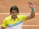 Rafa Nadal celebra la victoria ante Fernando González en el Masters 1000 de Roma.