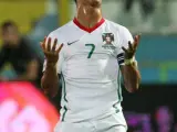Cristiano Ronaldo se lamenta en un partido con Portugal.