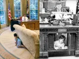 A la izquierda, la imagen publicada por la Casa Blanca y a la derecha, la de 1963 de Kennedy.