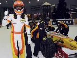 El piloto brasileño de Renault, Piquet, en un acto promocional del equipo sobre la nieve en Dubai.