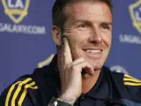 David Beckham, en una rueda de prensa de los Ángeles Galaxy.