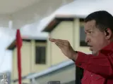 El presidente de Venezuela, Hugo Chávez, durante un discurso en su programa 'Aló Presidente'.
