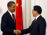 Los presidentes de EE UU y China, Barack Obama y Hu Jintao, en Pekín.