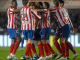 Los jugadores del Atlético de Madrid celebran uno de los goles ante el Xerez.
