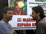 Alberto San Juan y Juan Diego Botto, parte de la delegación de actores que se han desplazado a Lanzarote para apoyar a Aminatu Haidar.